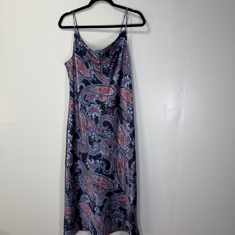 Emma & Michele Navy and Red‎ Paisley Midi Sheath Dress Size Medium